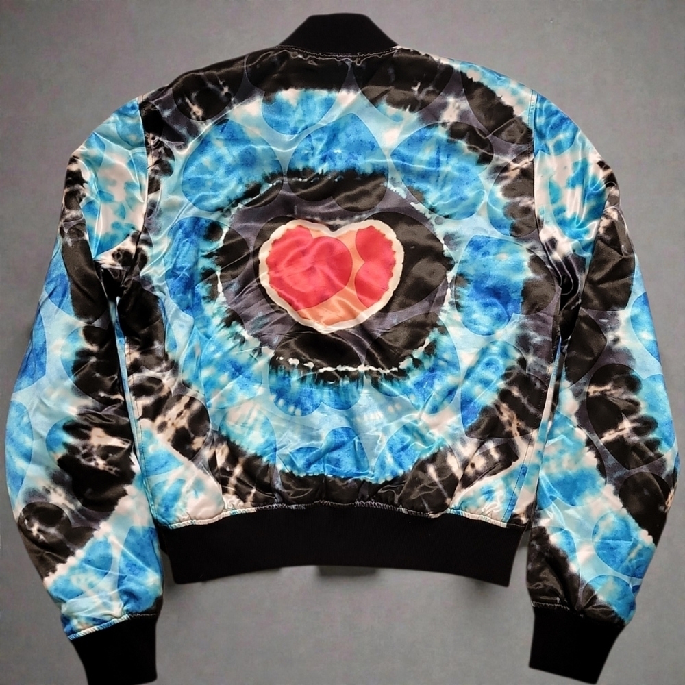 $1690 AMIRI Blue Tie Dye Hearts Bomber Jacket